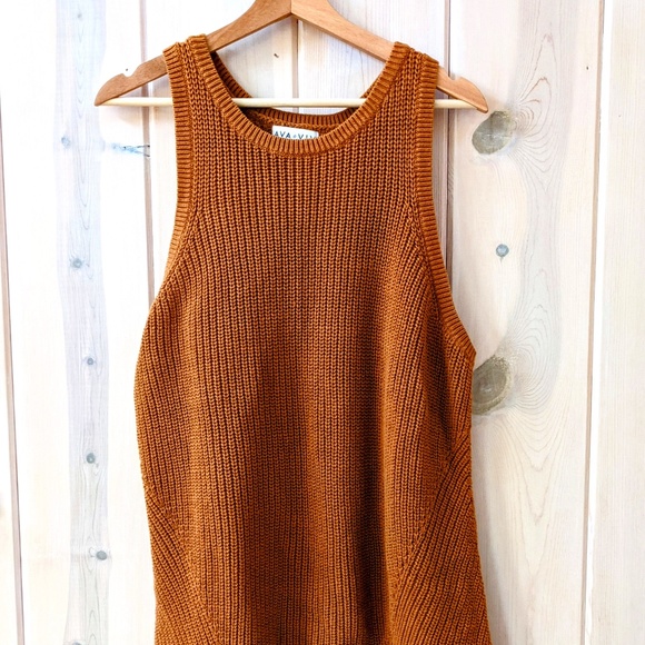 Ava & Viv Tops - Orange Chunky Knit Ava & Viv Sweater Vest Women's 2X
